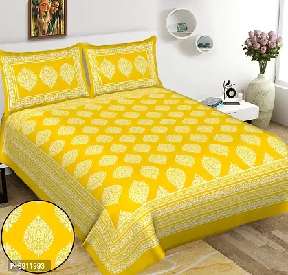 Meejoya Cotton Rajasthani Jaipuri Traditional Sanganeri Print 100% Cotton 2 Double Bedsheet with 4 Pillow Covers,Floral,JaipurFashion56-thumb2