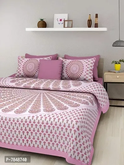 BedZone Cotton 160 TC Bedsheet (Standard_Pink)-thumb0