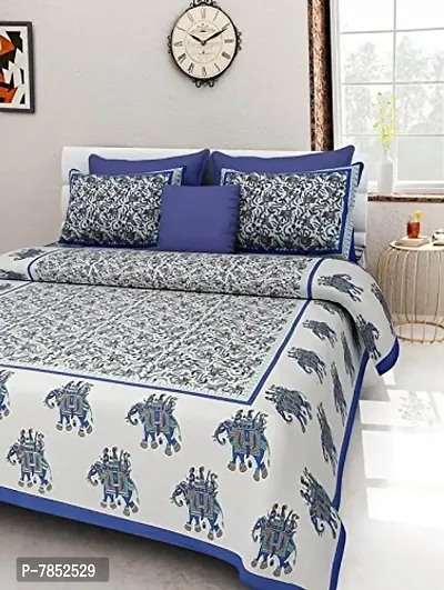 JAIPUR PRINTS Cotton Bedsheets Double Bedsheet with 2 Pillow( Covers