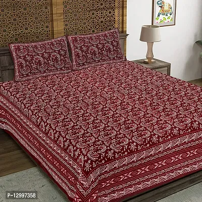 Comfortable Cotton Bagru Print Bedsheet With Pillow Covers