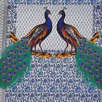 Meejoya 100% Cotton Rajasthani Jaipuri Traditional King Size Double Bed Bedsheet with 2 Pillow Covers - Blue ( Jaipuri Bedsheet06 )-thumb1