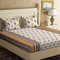 BedZone 100% Cotton Rajasthani 251 TC King Size bedsheets Combo Double Bed Set 2 Double Bedsheet with 4 Pillow Cover - Multi ,Double-thumb1