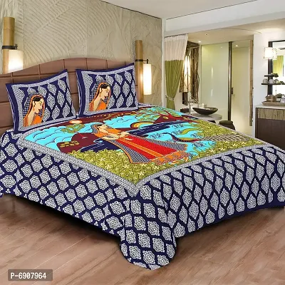 Jaipur Prints 100 % Cotton Comfort Rajasthani Jaipuri Traditional King Size Double Bedsheets With 2 Pillow Cover
