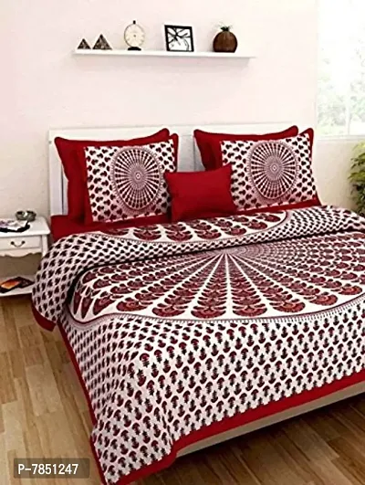 Bed Zone Cotton Double Bedsheet with 2 Pillow Covers - King Size, Red
