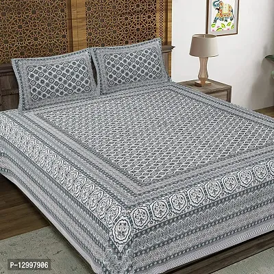 Comfortable Cotton Hand Printed Bedsheet With Pillow Covers-thumb0