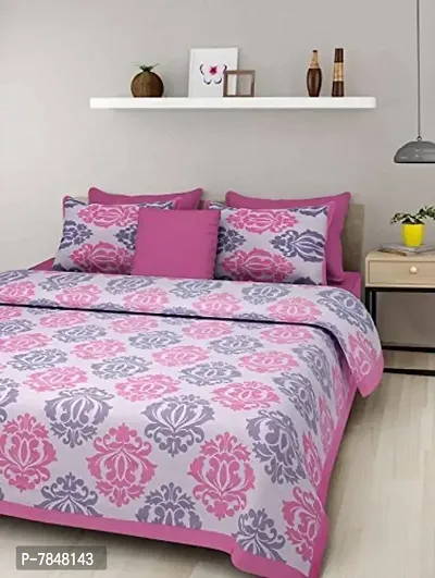 JAIPUR PRINTS Cotton 1 Double Bedsheet with 2 Pillow Cover (Multicolour, King)-thumb0