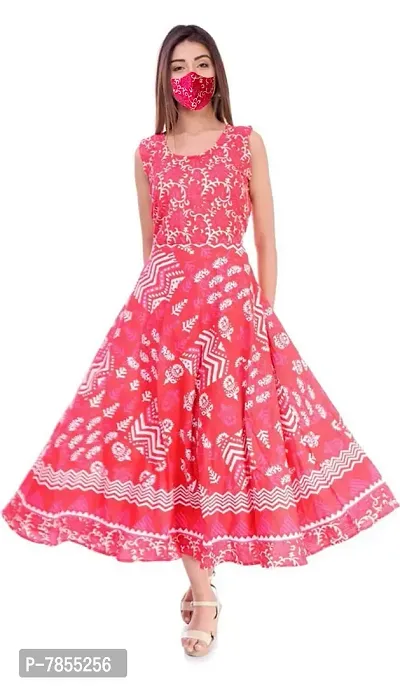 Jaipuri Style Women's Cocktail Midi Dress (women in Dress 13_Multicolored_Free Size)-thumb3