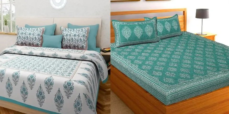 Cotton Printed Double Bedsheets Combo Of 2 (93*83 Inch) Vol 3