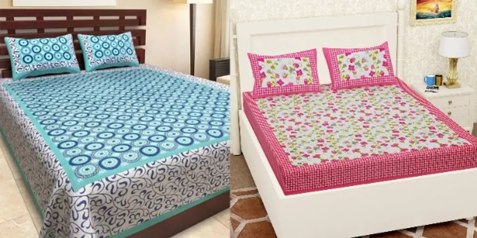 Cotton Printed Double Bedsheets Combo Of 2 (93*83 Inch) Vol 6