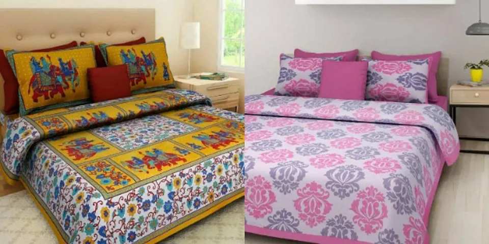 Cotton Printed Double Bedsheets Combo Of 2 (93*83 Inch) Vol 7