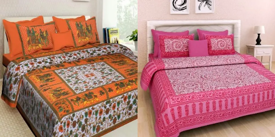 Jaipuri Printed Queen Size Bedsheets Combo vol 5