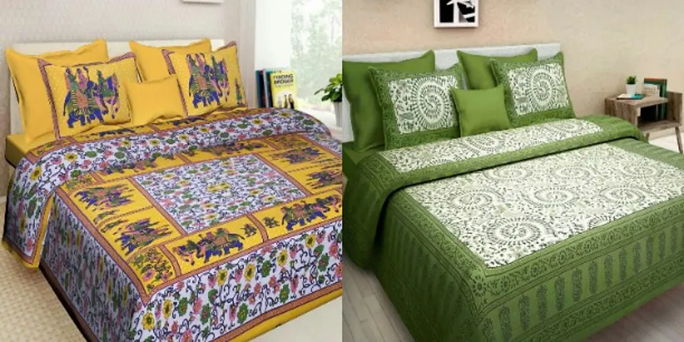 Cotton Printed Queen Size Bedsheets Set Of 2 Vol 3