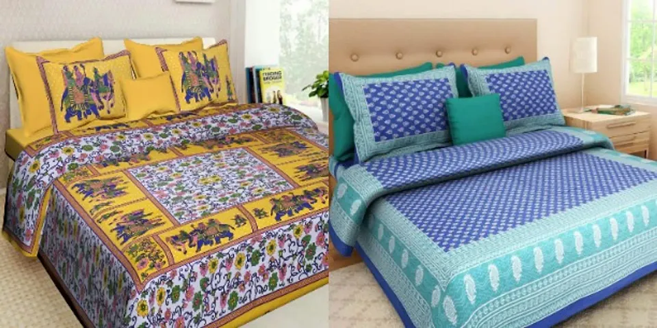 Cotton Printed Queen Size Bedsheets Set Of 2 Vol 8