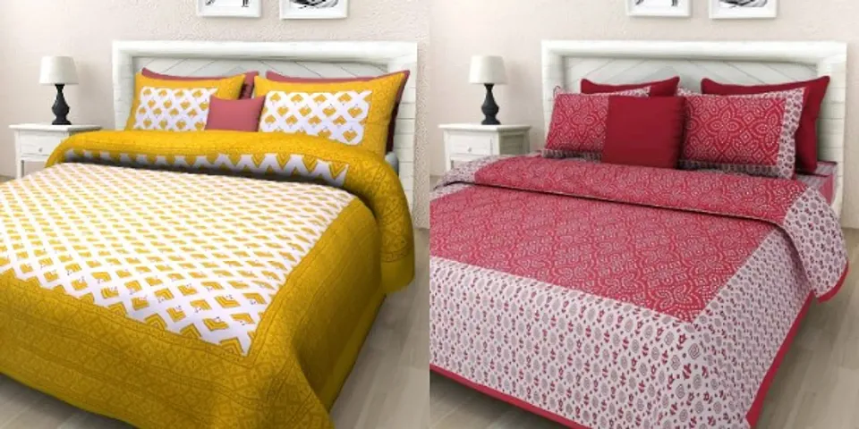Cotton Printed (93*83 Inch) Double Bedsheets Combo Vol 3