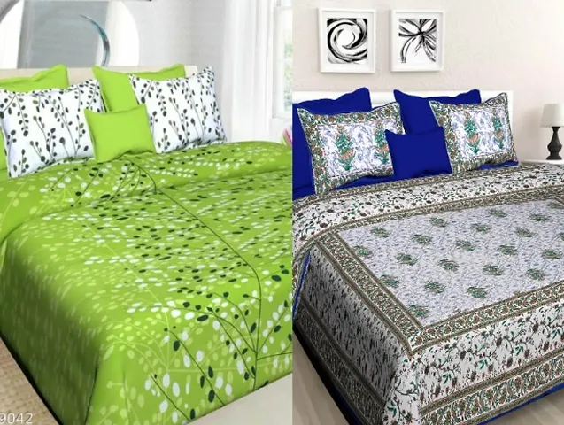 Cotton Printed (93*83 Inch) Double Bedsheets Combo Vol 5
