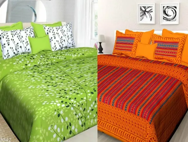 Cotton Printed (93*83 Inch) Double Bedsheets Combo Vol 6