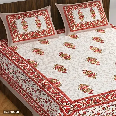 Beautiful Cotton Printed Double Bedsheet with Pillow Covers-thumb0