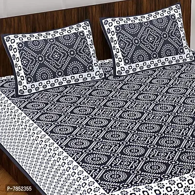 Bed Zone Jaipuri Printed Bedsheets King Jaipuri Traditional Double Bedsheets with 2 Pillow Covers-thumb0