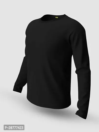 Trendy Black Cotton Full Sleeve Regular Fit Solid T-Shirt