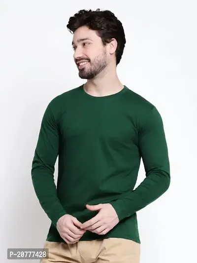 Trendy Green Cotton Full Sleeve Regular Fit Solid T-Shirt-thumb0