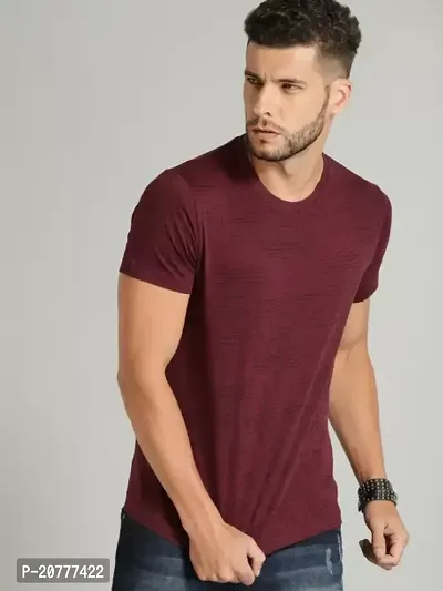 Trendy Maroon Cotton Half Sleeve Regular Fit Solid T-Shirt