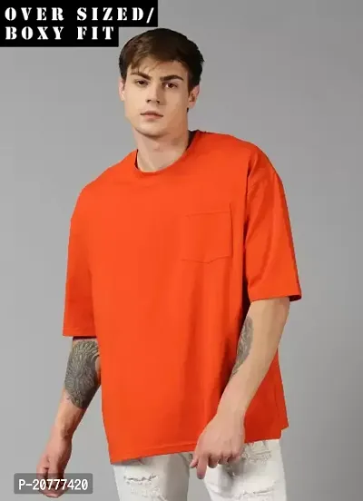 Trendy Orange Cotton Half Sleeve Regular Fit Solid T-Shirt