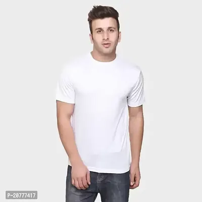 Trendy White Cotton Half Sleeve Regular Fit Solid T-Shirt-thumb0