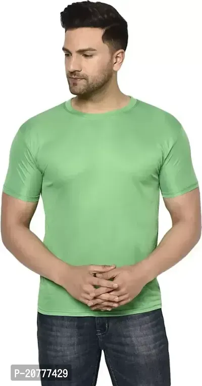 Trendy Green Cotton Half Sleeve Regular Fit Solid T-Shirt