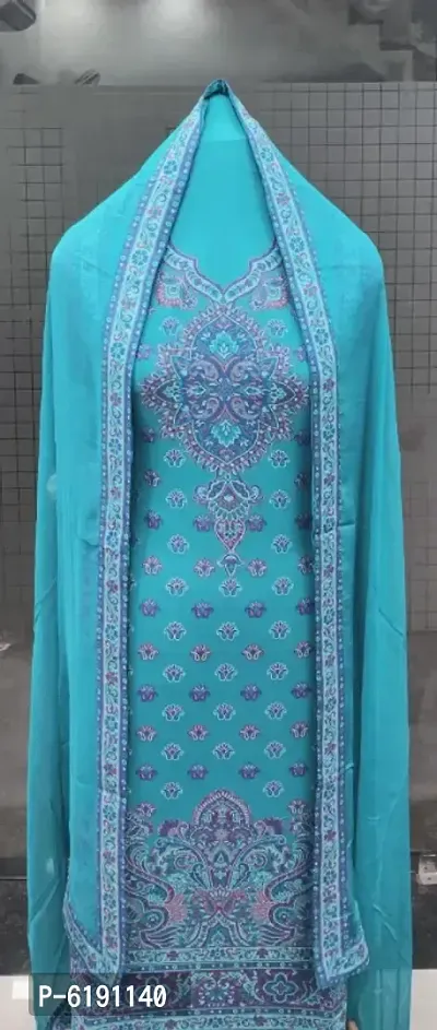 Attractive Pashmina Woven Design Dress Material with Dupatta