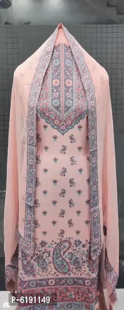 Attractive Pashmina Woven Design Dress Material with Dupatta