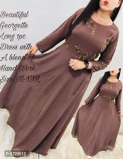 Women Georgette Embroidered Ethnic Gown