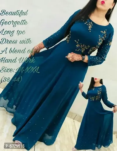 Women Georgette Embroidered Ethnic Gown-thumb0