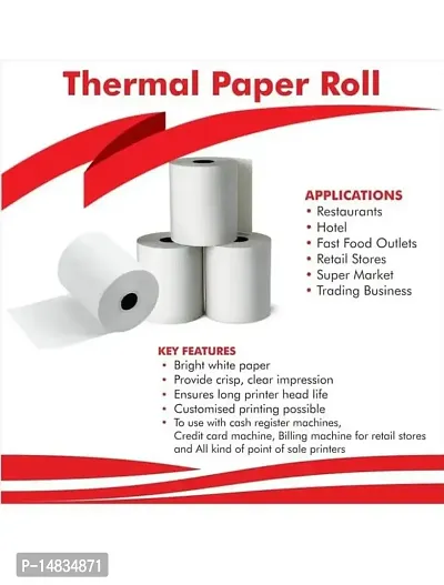 POS BILLING ROLLS THERMAL PAPER ROLL 3 inch 79 mm -40 mtr thermal paper rolls for all billing machines/cash registers/pos machines/bluetooth printers etc (72PCS)-thumb0