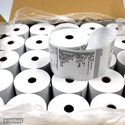POS BILLING ROLLS THERMAL PAPER ROLL 3 inch 79 mm -60 mtr thermal paper rolls for all billing machines/cash registers/pos machines/bluetooth printers etc (50PCS)-thumb0