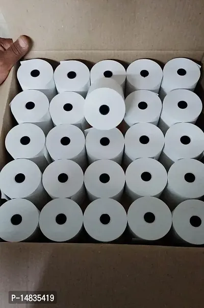 POS BILLING ROLLS THERMAL PAPER ROLL 3 inch 79 mm -60 mtr thermal paper rolls for all billing machines/cash registers/pos machines/bluetooth printers etc (50PCS)-thumb5