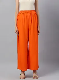 Rayon Orange Flared Palazzo For Women-thumb1