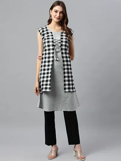 Women Stylish Kurta with Ethnic Jacket