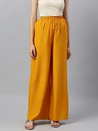 Rayon Yellow Flared Palazzo For Women-thumb1