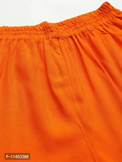 Rayon Orange Flared Palazzo For Women-thumb4