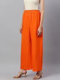 Rayon Orange Flared Palazzo For Women-thumb2