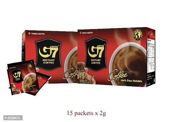 G7 100% Black Soluble  Instant Coffee, 15 Sachet 2.5gm x 15 - 30 Grams