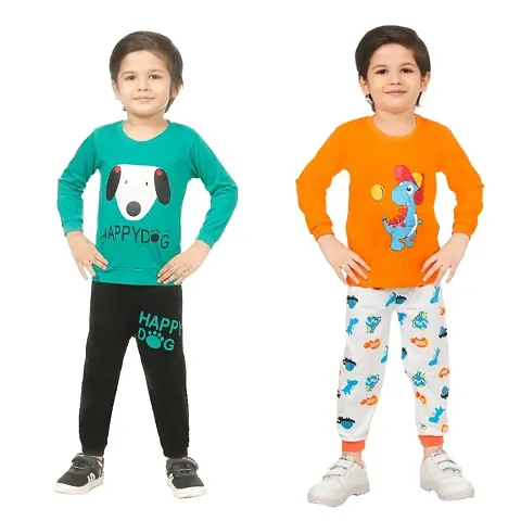 Kid Casual T-Shirt & Trousers Clothing Set II Pack Of 2 ( & ORANGE)