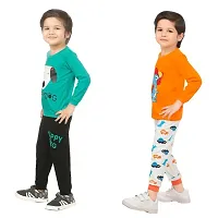 Kid Casual Printed T-Shirt & Trousers Clothing Set II Pack Of 2 ( GREEN & ORANGE)-thumb2