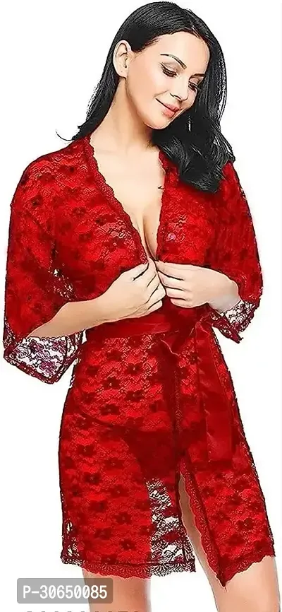 Stylish Red Net Babydolls For Women-thumb0