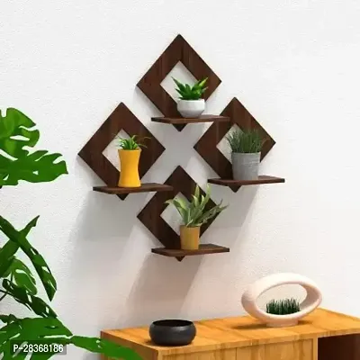 Stylish Brown Wooden Wall Shelf Number of Shelves 4-thumb0