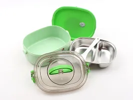 GREEN DINO THEME LUNCH BOX FOR KIDS STAINLESS STEEL-thumb2