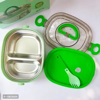 GREEN DINO THEME LUNCH BOX FOR KIDS STAINLESS STEEL-thumb4