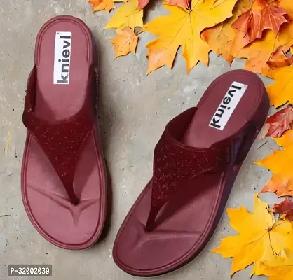 Elegant Maroon EVA Printed Slippers For Women