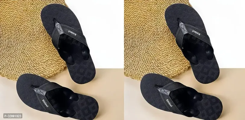 Stylish Black EVA Printed Sliders For Men Pack Of 2-thumb0