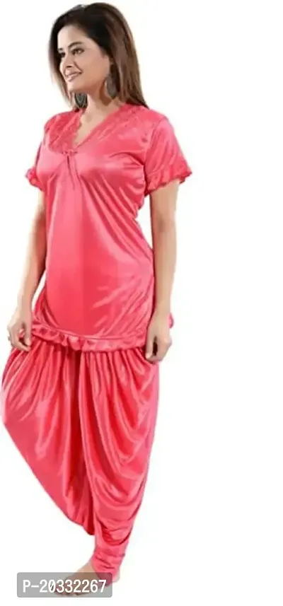 PHKMALL Women Top  Pyjama Set Pink Solid